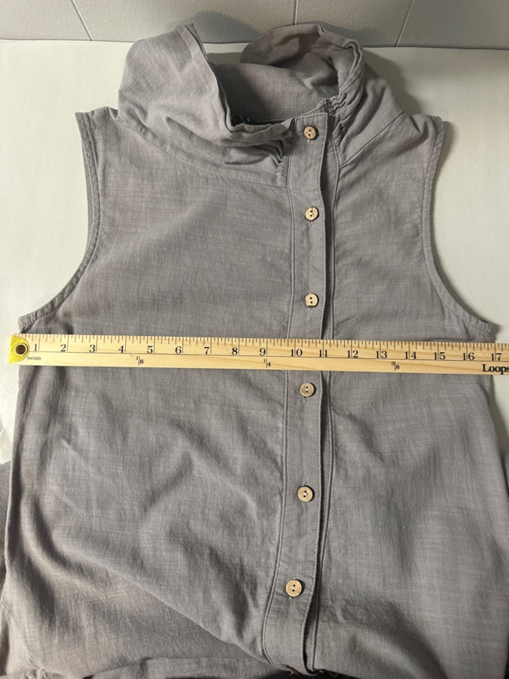Grey Cotton Lagenlook Cowl Neck Sleeveless Button Down Maxi Dress Sz M - Picture 10 of 14